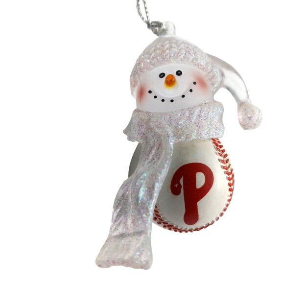 Philadelphia Phillies Snowman Baseball Ornament Christmas Tree Snowman - Picture 1 of 7